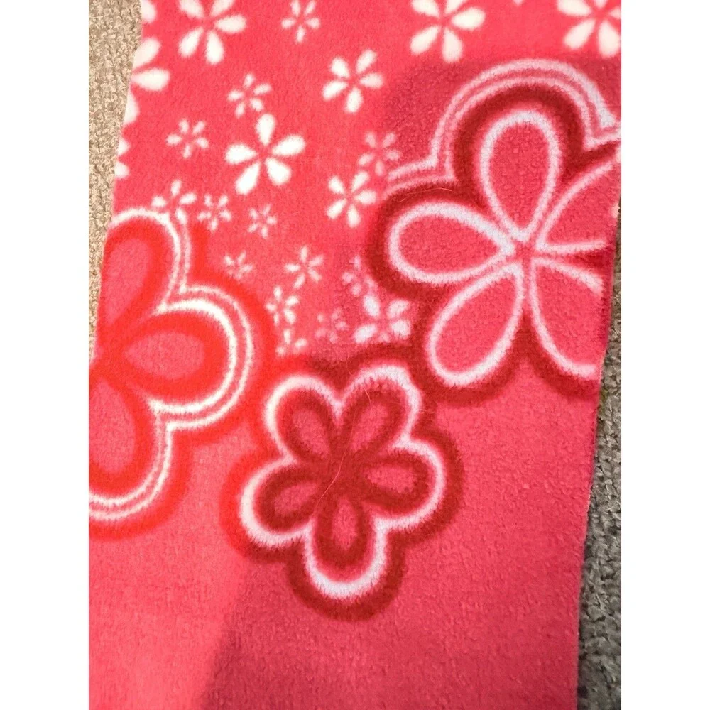 Pink floral fleece scarf w frindge soft cozy winter Accessory approximately 56